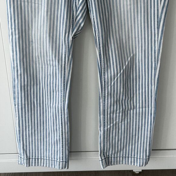 Pilcro Anthropologie Pants Size 29 Denim Blue White Stripe Button Fly Straight - Picture 3 of 11